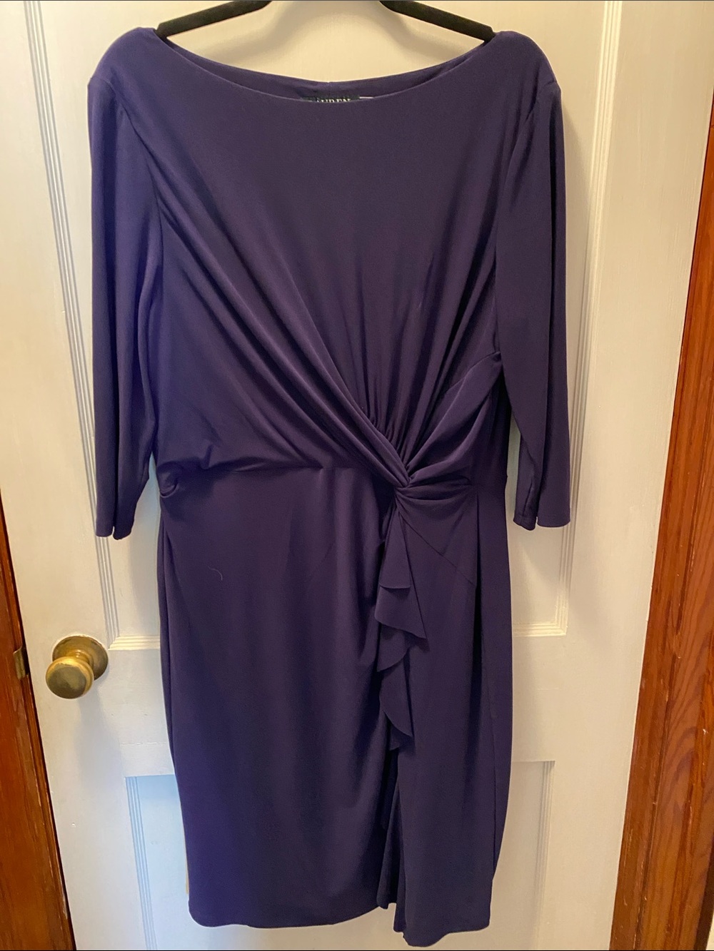Ralph Lauren Deep Purple Twist-Front Midi Dress